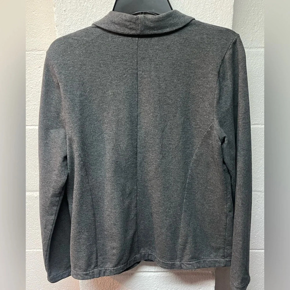 TALBOTS Gray Blazer/Jacket Zip Size L Stretch Cotton Blend - Picture 2 of 5